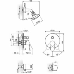 Rosan Smart baterija za tuš kadu sa uzidnim i ručnim tušem JA316001