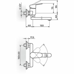 Rosan Smart baterija za sudeperu-lavabo izliv 150 mm JA321001