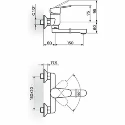 Rosan Smart baterija za sudeperu-lavabo izliv 150 mm JA321001