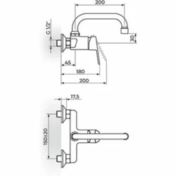 Rosan Smart baterija za sudeperu-lavabo izliv U 200mm JA321003