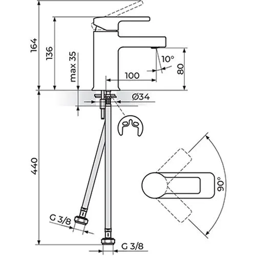 Rosan B2 baterija za lavabo JB30101