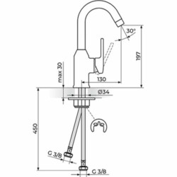 Rosan B2 baterija za lavabo, izliv 130mm JB30301