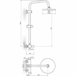 Rosan B2 baterija za tuš kadu sa usponskim tušem D.220mm JB37251