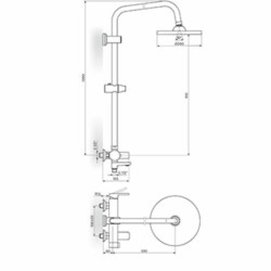 Rosan B2 baterija za tuš kadu sa usponskim tušem D.220mm i izlivom JB37351