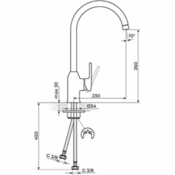 Rosan B2 baterija za sudoperu, izliv 230mm JB38221