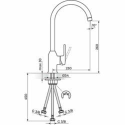Rosan B2 baterija za sudoperu za električni prelivni bojler, izliv 230mm JB38223