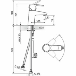 Rosan CubO baterija za lavabo JC30101
