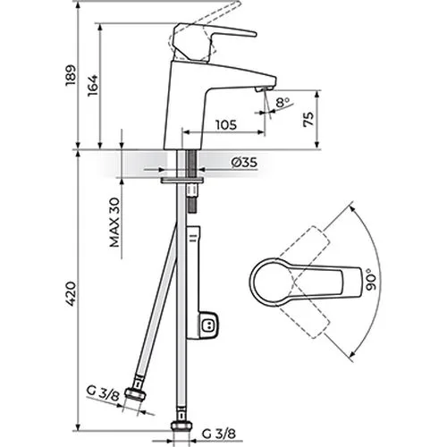 Rosan CubO baterija za lavabo JC30101