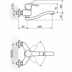 Rosan CubO baterija za sudoperu-lavabo izliv 200 mm - S JC3212S