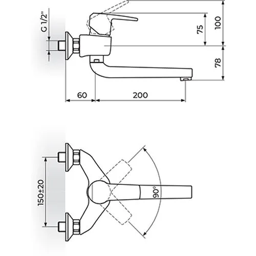 Rosan CubO baterija za sudoperu-lavabo izliv 200 mm JC32220