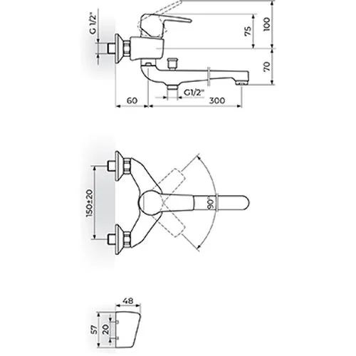 Rosan CubO baterija za kadu-lavabo - švedska JC34101