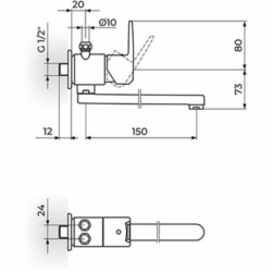Rosan CubO baterija za prelivni bojler, ovalni izliv - dužine 150 mm JC36102