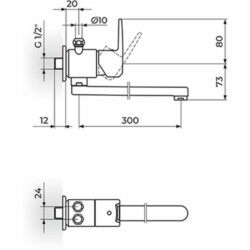 Rosan CubO baterija za prelivni bojler, ovalni izliv - dužine 300 mm JC36103