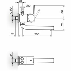 Rosan CubO baterija za prelivni bojler , liveni izliv - dužine 200 mm JC36201