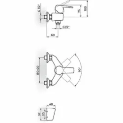 Rosan CubO baterija za tuš kadu JC37101