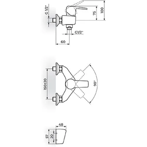 Rosan CubO baterija za tuš kadu JC37101