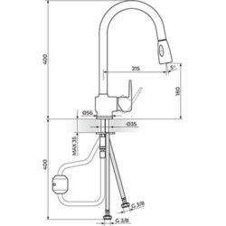 Rosan CubO baterija za sudoperu - izvlačni tuš JC38501