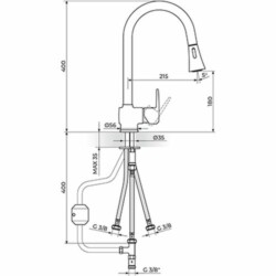 Rosan CubO baterija za sudoperu - izvlačni tuš za električni prelivni bojler JC38503
