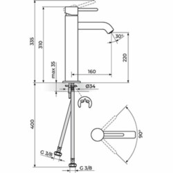 Rosan Dark baterija za lavabo L JD30109
