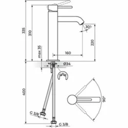 Rosan Dark baterija za lavabo L JD30109