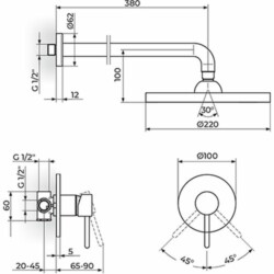 Rosan Dark Uzidna baterija za tuš kadu sa zidnim tušem JD31101