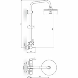 Rosan Dark baterija za tuš kadu sa usponskim tušem i ručnim tušem JD37251