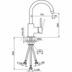 Rosan Dark baterija za sudoperu za električni prelivni bojler JD38103