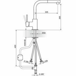 Rosan Dark baterija za sudoperu - izvlačni tuš za električni prelivni bojler JD38603