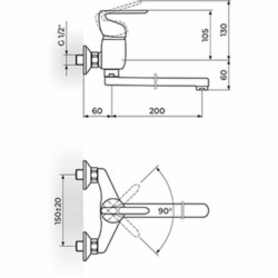 Rosan King+ baterija za sudoperu - lavabo, izliv 200 mm JK321020
