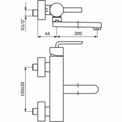 Rosan One baterija za sudoperu-lavabo izliv 200 mm JO32120