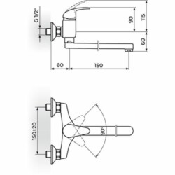 Rosan Perla baterija za sudoperu - lavabo, ovalni izliv 150 mm JP321015