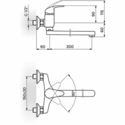 Rosan Perla baterija za sudoperu - lavabo, ovalni izliv 200 mm JP321020