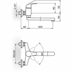 Rosan Perla baterija za sudoperu - lavabo, ovalni izliv 200 mm JP321020