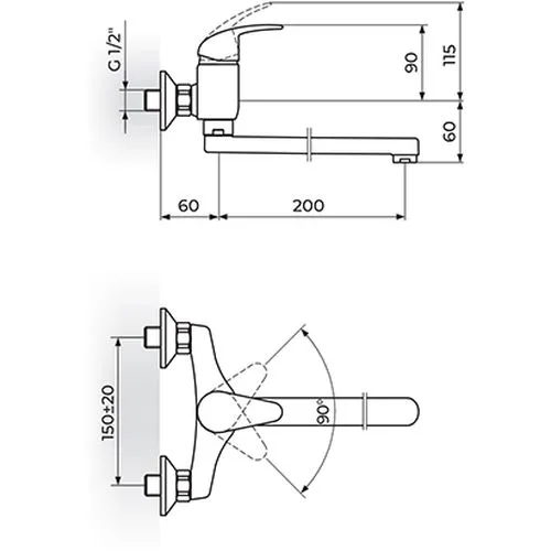 Rosan Perla baterija za sudoperu - lavabo, ovalni izliv 200 mm JP321020