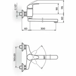 Rosan Perla baterija za sudoperu - lavabo, ovalni izliv 300 mm JP321030