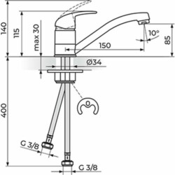 Rosan Perla baterija za lavabo - sudoperu - 2 cevi, kratak izliv JP381081