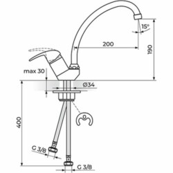 Rosan Perla baterija za sudoperu - 2 cevi - cevni izliv 200 mm ( 018 mm ) JP382001
