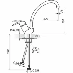 Rosan Perla baterija za sudoperu - 2 cevi - cevni izliv 200 mm ( 018 mm ) JP382001