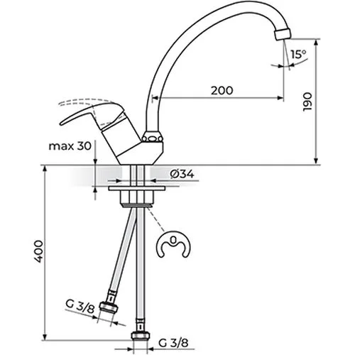 Rosan Perla baterija za sudoperu - 2 cevi - cevni izliv 200 mm ( 018 mm ) JP382001