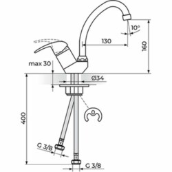 Rosan Perla baterija za sudoperu - 2 cevi - cevni izliv 130 mm ( 018 mm ) JP382011