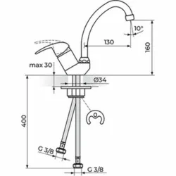 Rosan Perla baterija za sudoperu - 2 cevi - cevni izliv 130 mm ( 018 mm ) JP382011