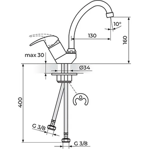 Rosan Perla baterija za sudoperu - 2 cevi - cevni izliv 130 mm ( 018 mm ) JP382011