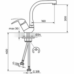 Rosan Perla baterija za sudoperu - 2 cevi - ovalni izliv JP382201
