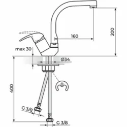 Rosan Perla baterija za sudoperu - 2 cevi - ovalni izliv JP382201