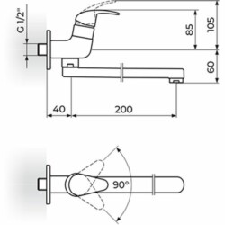 Rosan Perla Jednoručni ventil za jednu vodu,ovalni izliv 200 mm JP522S20