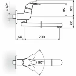 Rosan Perla Jednoručni ventil za jednu vodu,ovalni izliv 200 mm JP522S20