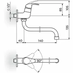 Rosan Perla Jednoručni ventil za jednu vodu, cevni izliv 140 mm JP523014