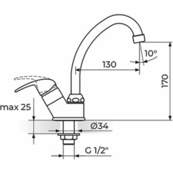 Rosan Perla Jednoručni ventil za jednu vodu, izliv 130 mm JP531130