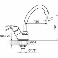 Rosan Perla Jednoručni ventil za jednu vodu, izliv 130 mm JP531130