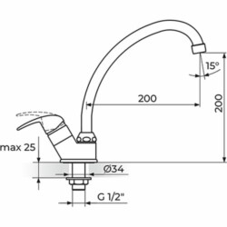 Rosan Perla Jednoručni ventil za jednu vodu, izliv 200 mm JP531200